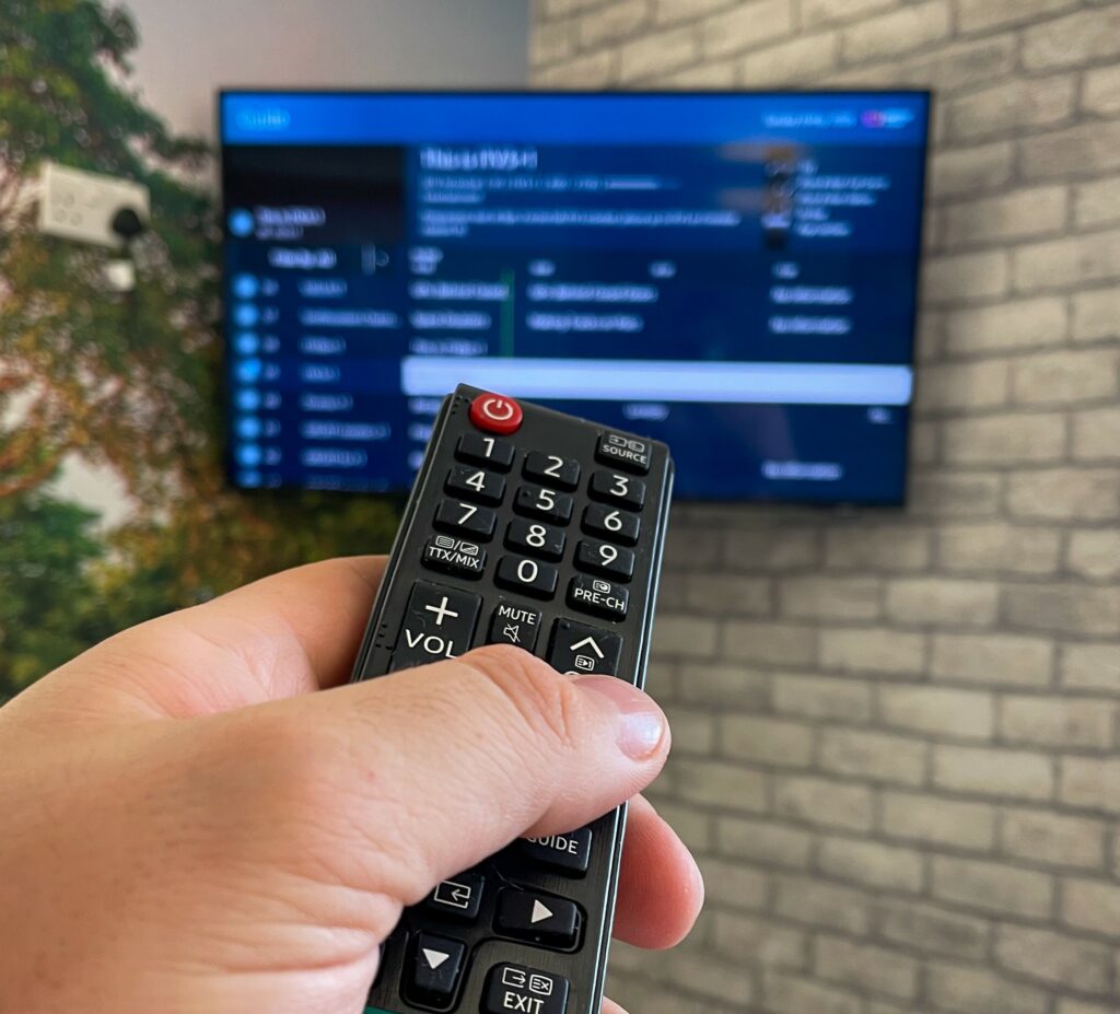 Remote pointing at new TV gifted by AO on C3 ward