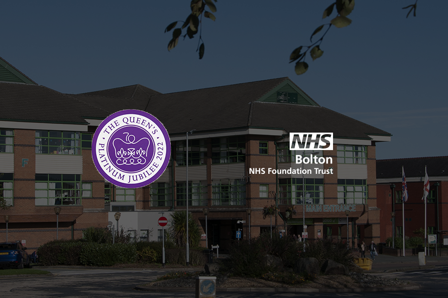 Royal Bolton Hospital image with Bolton NHS Foundation Trust and platinum jubilee logos