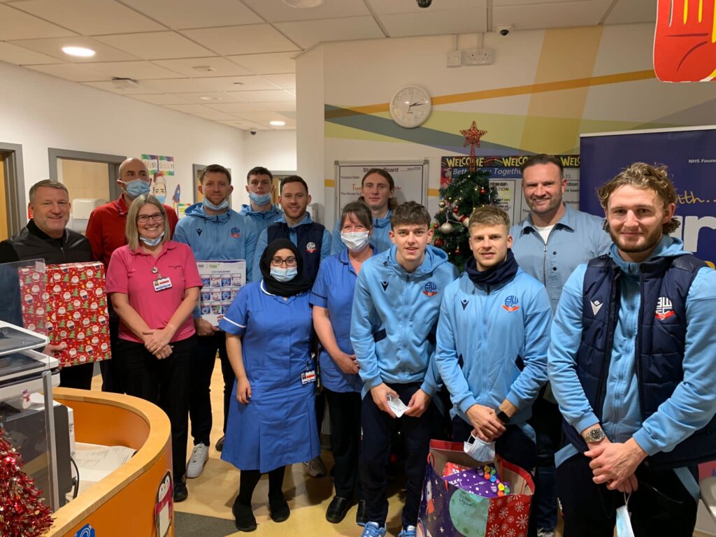 Bolton Wanderers deliver Christmas gifts to children at Royal Bolton