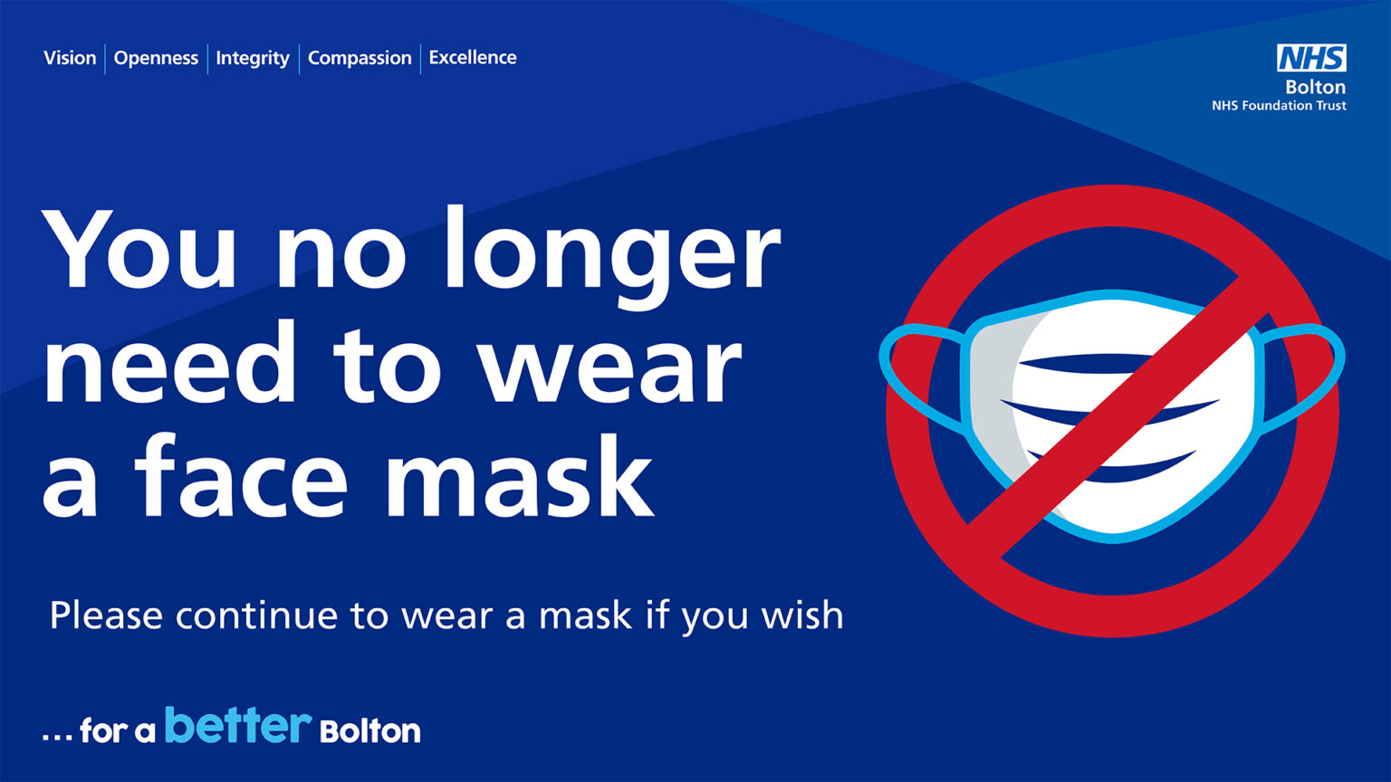 Masks no longer routinely needed at Bolton NHS Foundation Trust