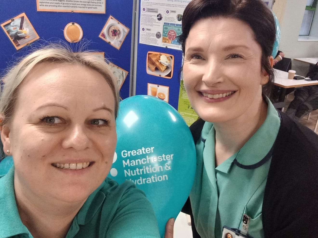 Selfie at information stand for Nutrition and Hydration Week at Royal Bolton Hospital