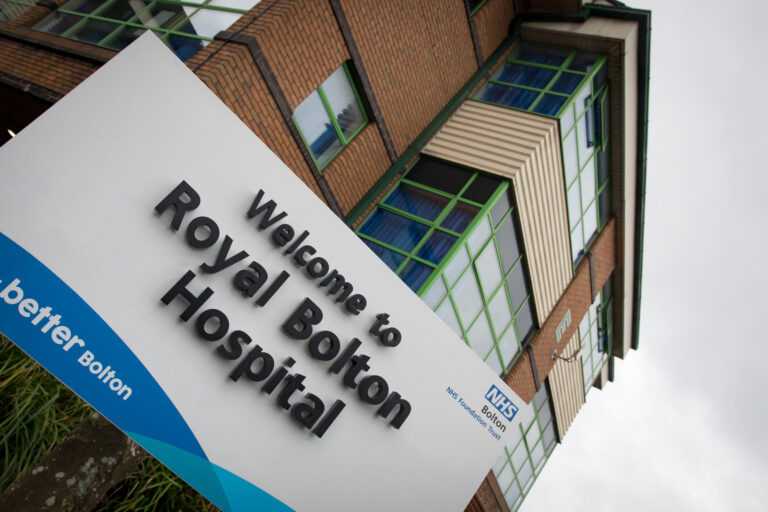 Welcome to Royal Bolton Hospital sign at the main entrance