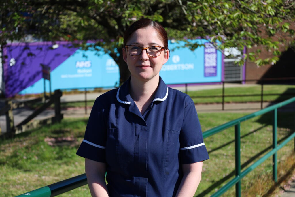 Fiona Jarvis smiles for a photo outside the Maternity Unit at Royal Bolton Hospital