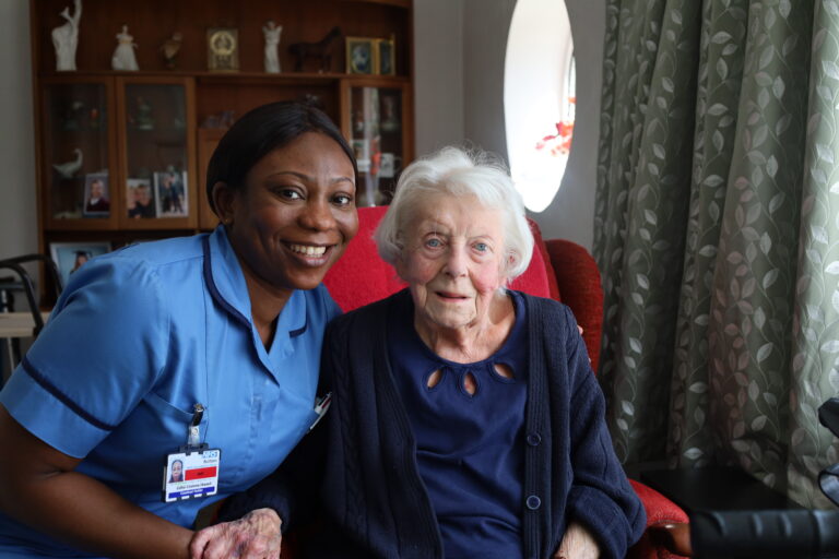 Community nurse, Esther, with patient, Freda