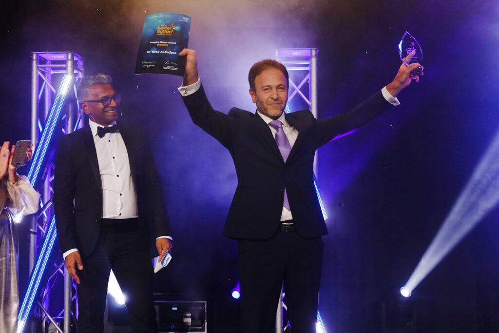 Last year's People's Choice Award winner holds up his trophy in celebration at the FABB Awards 2025