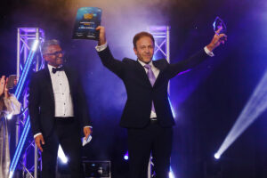 Last year's People's Choice Award winner holds up his trophy in celebration at the FABB Awards 2025