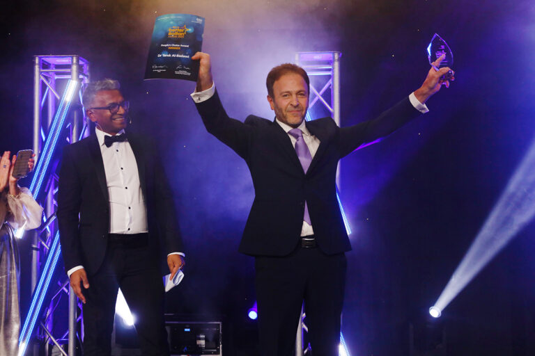 Last year's People's Choice Award winner holds up his trophy in celebration at the FABB Awards 2025