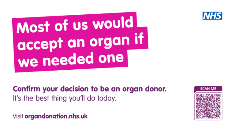 Organ Donation Week graphic that directs people to the organ donation website