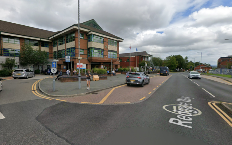 Google Street view of the bus stop outside Royal Bolton Hospital