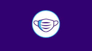 Graphic of a face masks on a purple background