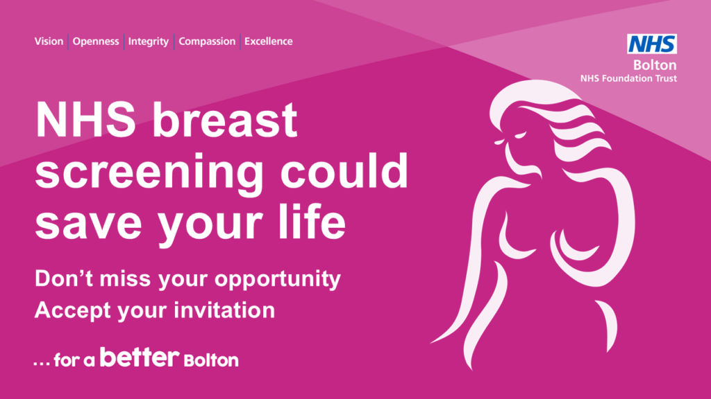 A graphic that says NHS breast screening could save your life